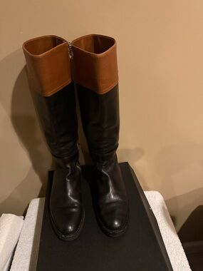 Coach Two-Tone Leather Boots - Black & Brown